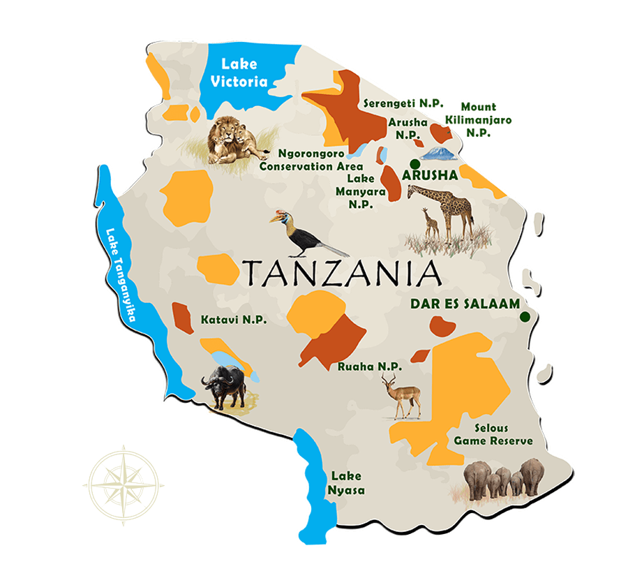 Tanzania map safari