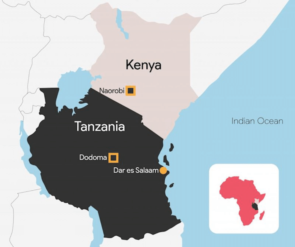 Kenya and Tanzania Map