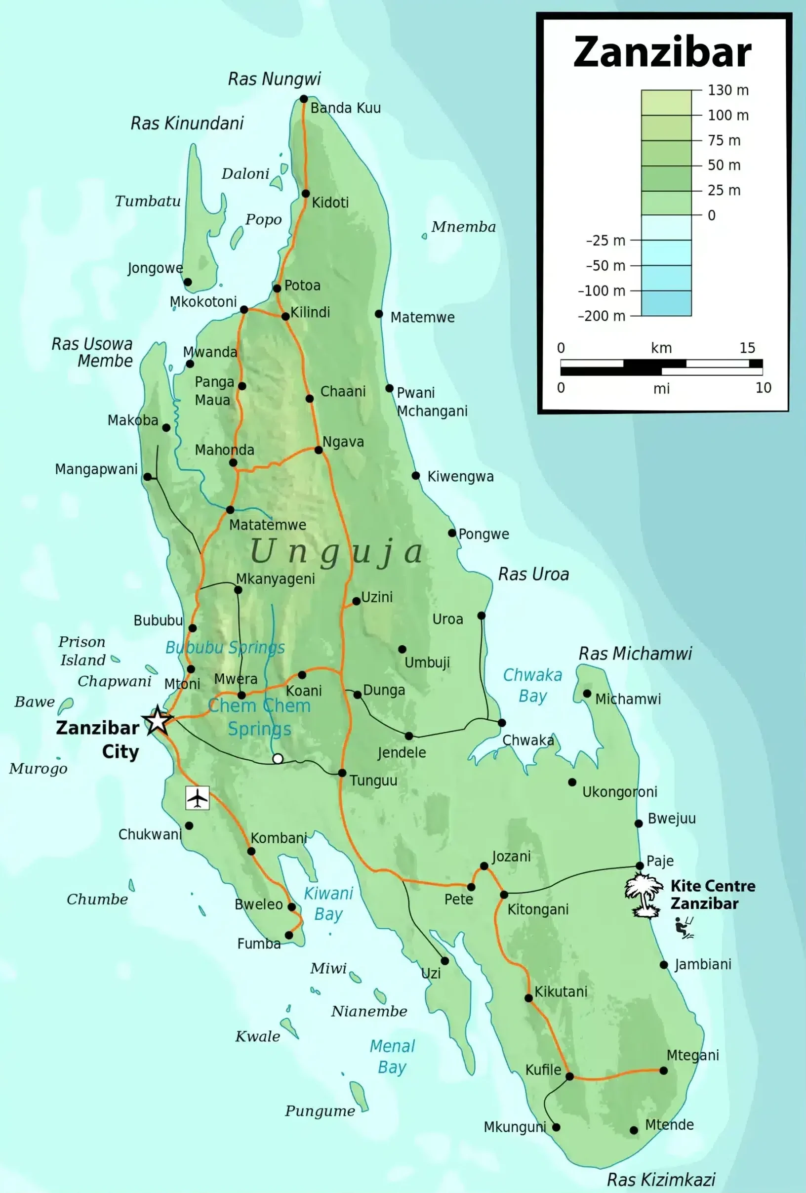 Zanzibar Map of the Island in Tanzania scaled