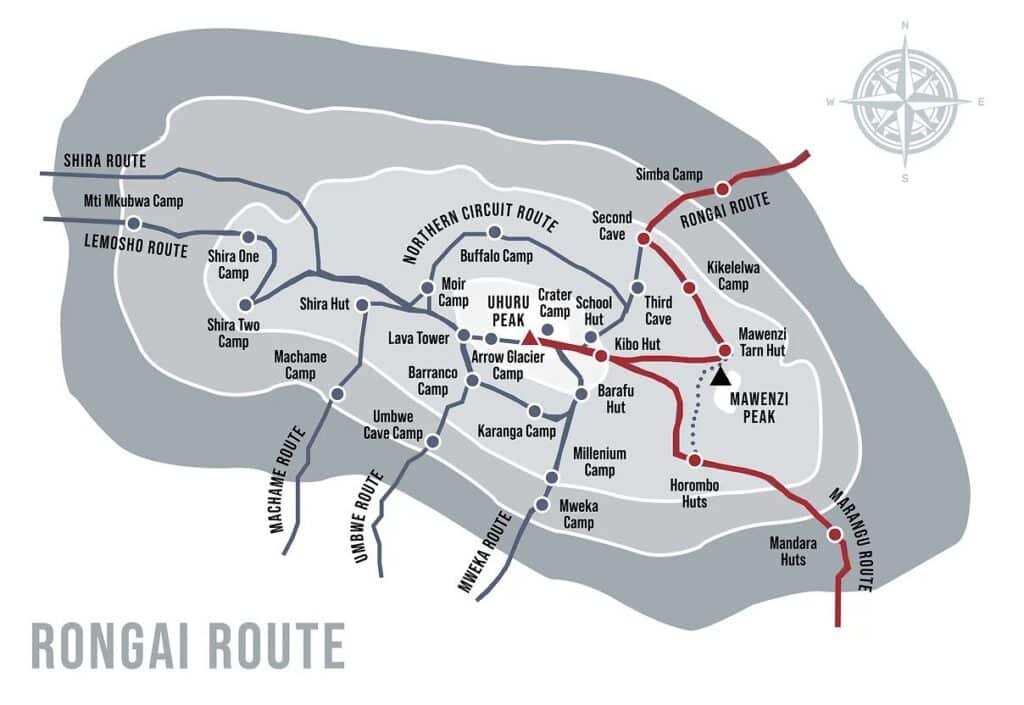 Rongai Route Map