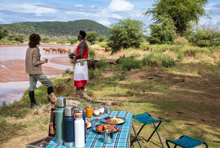 Saruni Basecamp Samburu safari breakfast stop with elephants
